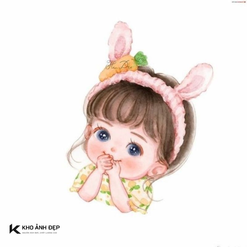 Avatar chibi cô bé đeo tai thỏ dễ thương