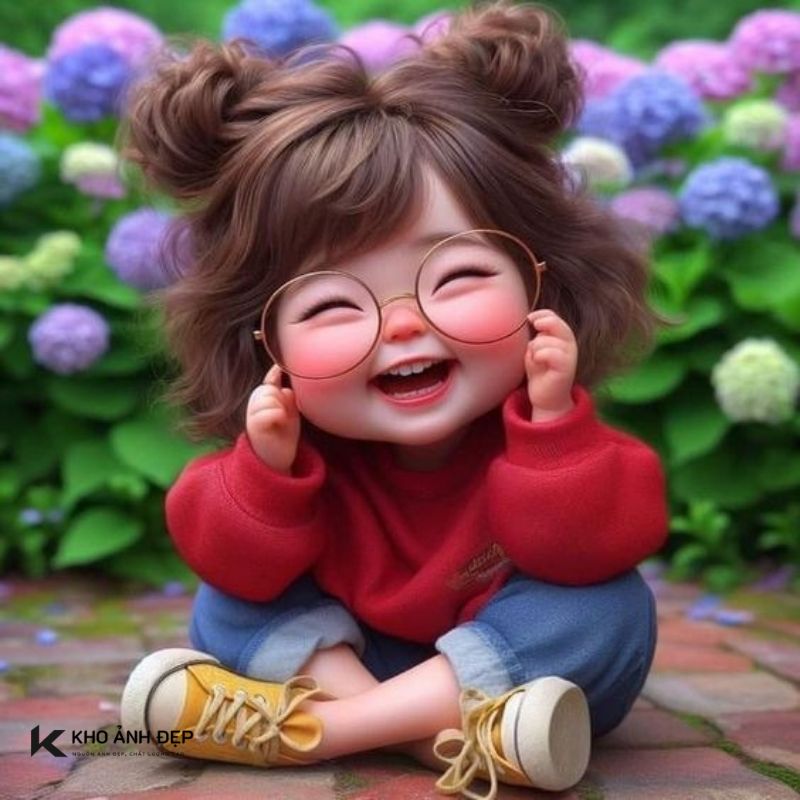 Avatar cô bé đeo kính má hồng cực cute