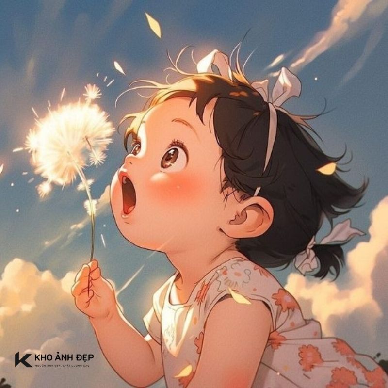 Avatar cô bé thổi đóa bồ công anh đáng yêu