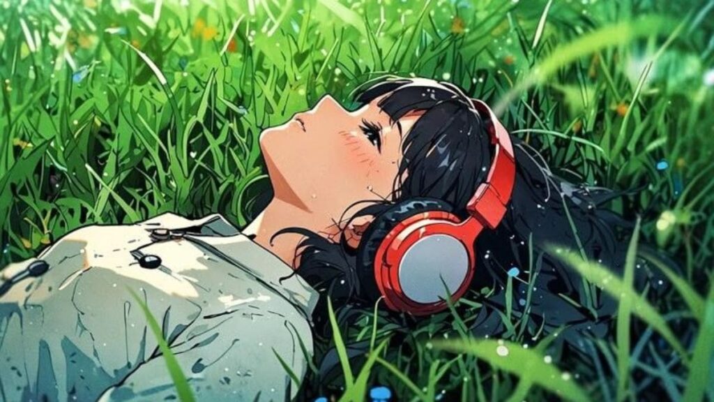 99+ Ảnh anime chill lofi cực đẹp cho điện thoại & máy tính 8 ảnh anime nữ chill đang nghe nhạc giữa đồng cỏ xanh