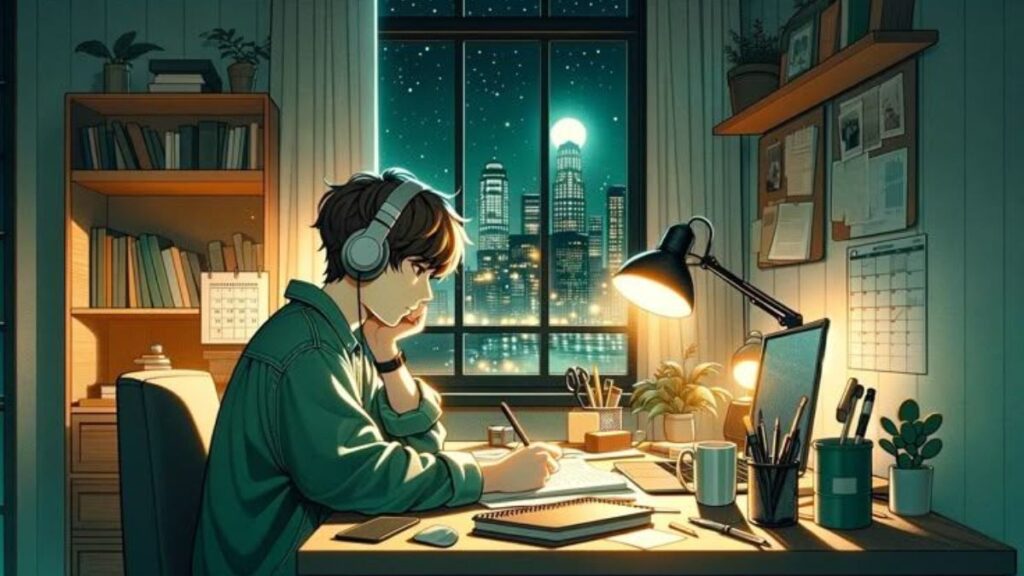 99+ Ảnh anime chill lofi cực đẹp cho điện thoại & máy tính 10 Ảnh Anime Chill nam đang học bài
