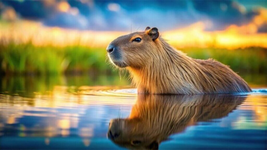 100+ hình nền Capybara cute, đáng yêu và thư giãn nhất 18 Hình capybara thực tế đang băng qua dòng sông