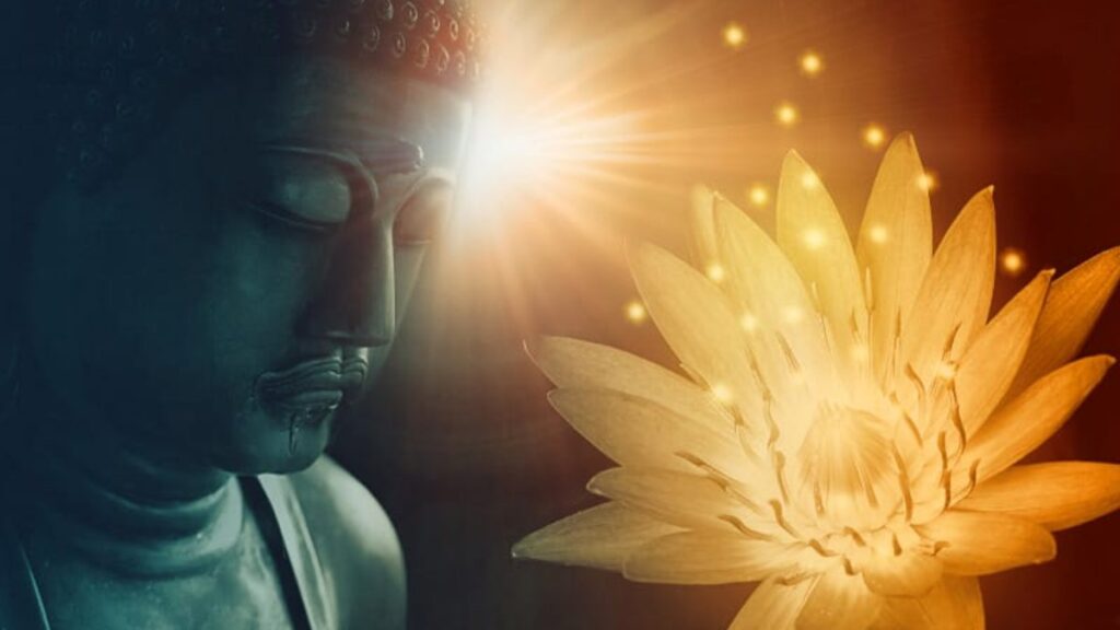 Hình hoa sen bên cạnh Đức Phật Như Lai