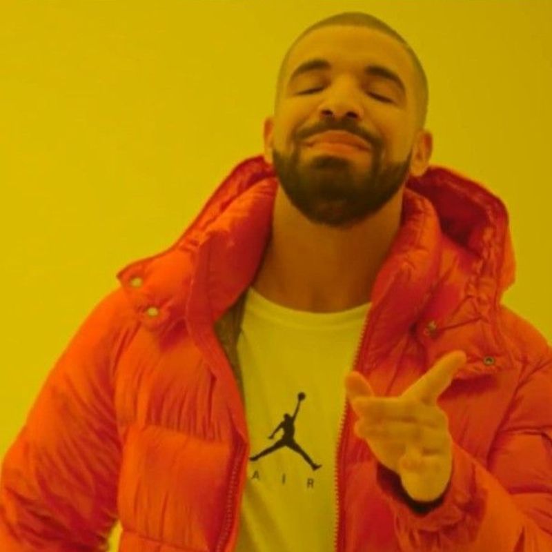 Meme Drake chỉ tay hài lòng