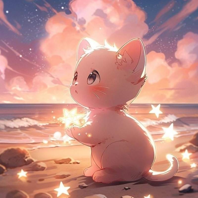 Mèo anime cùng sao lấp lánh