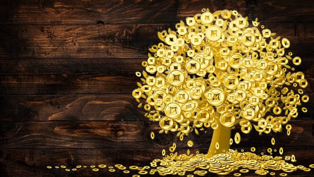 Hình nền cây đồng xu may mắn cho mệnh Kim