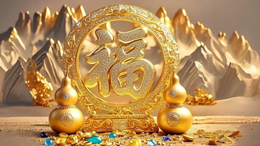 Hình nền bình rượu hồ lô vàng may mắn cho mệnh Kim