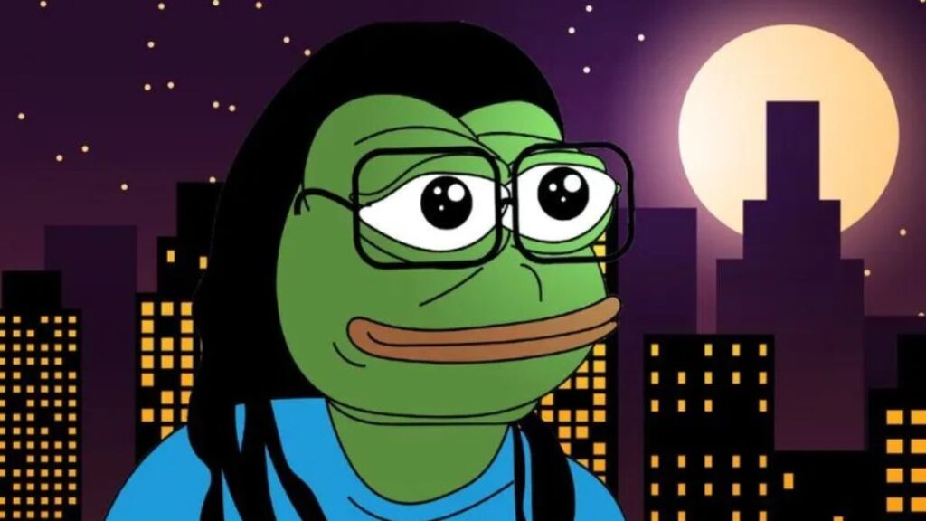 Hình nền meme chú ếch xanh đeo kính đen