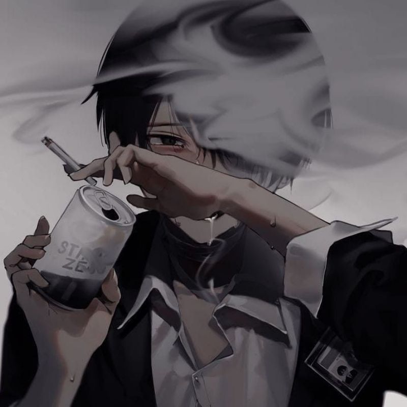 avatar người nam hút thuốc và khóc