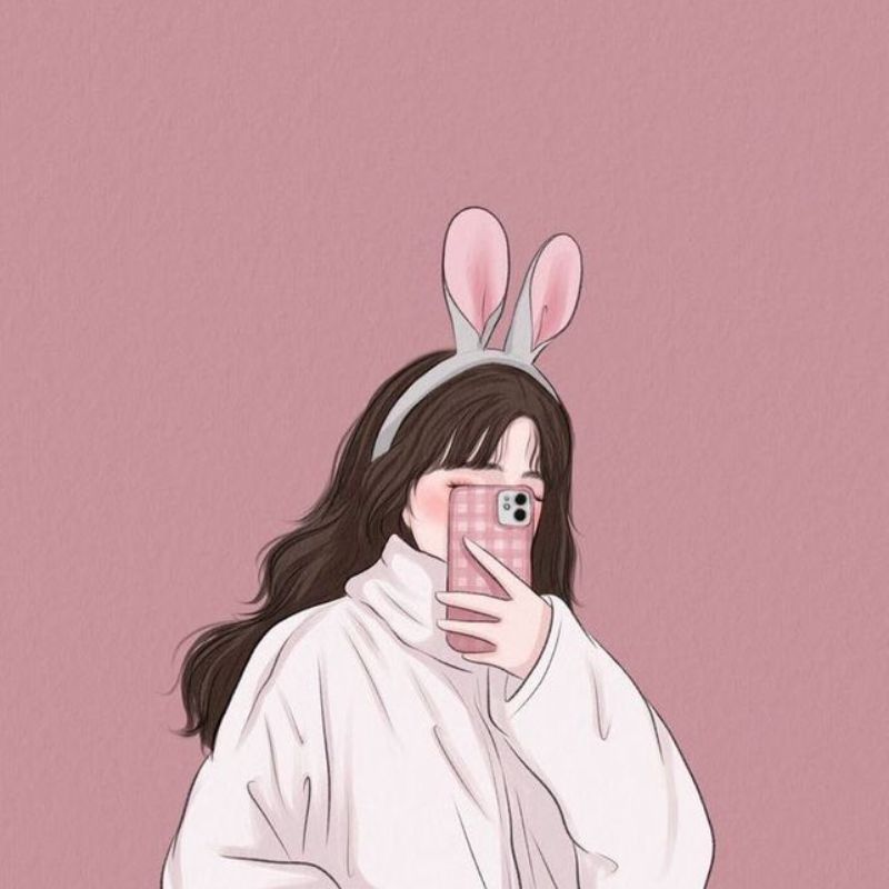 100+ Ảnh che mặt con gái avatar cute, cực xinh, cực đáng yêu 6 Che mặt con gái avatar cute tai thỏ