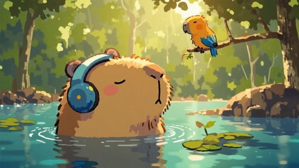 hình nền máy tính cappy bara thư giãn