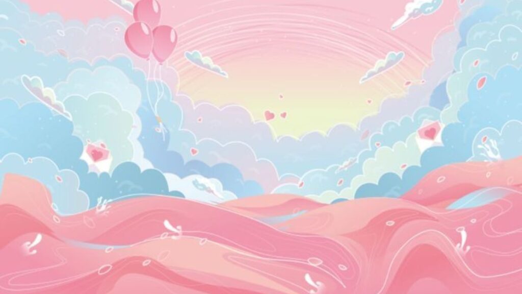 hình nền máy tính mây hồng dễ thương