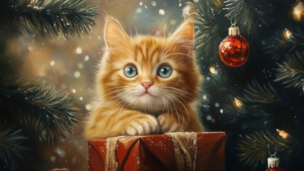 Hình nền mèo Noel lung linh