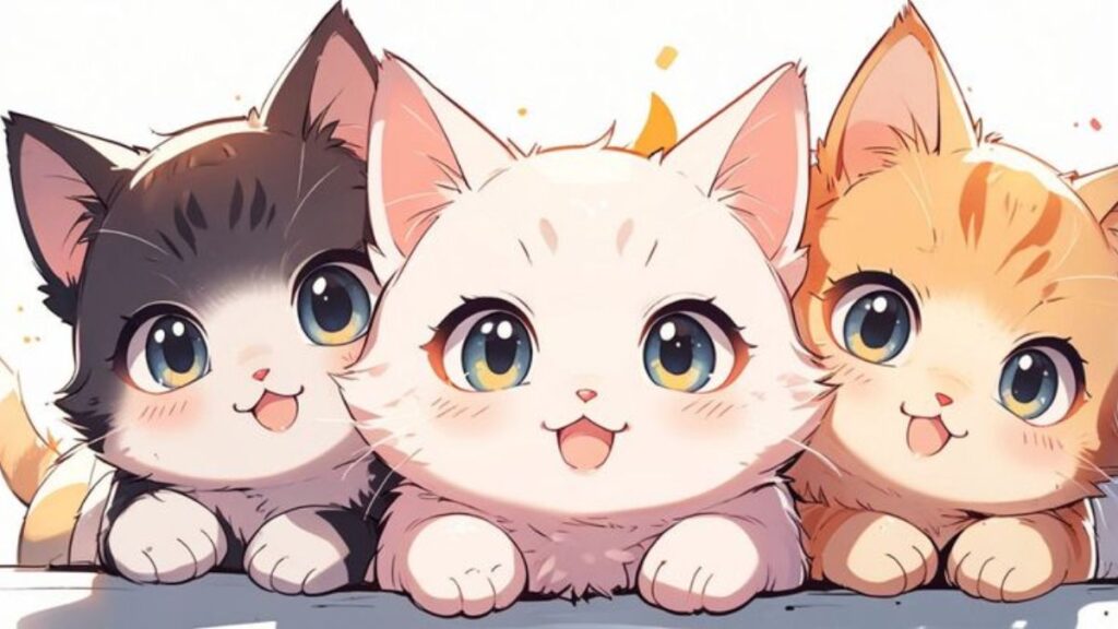 Hình nền mèo anime cute dễ thương