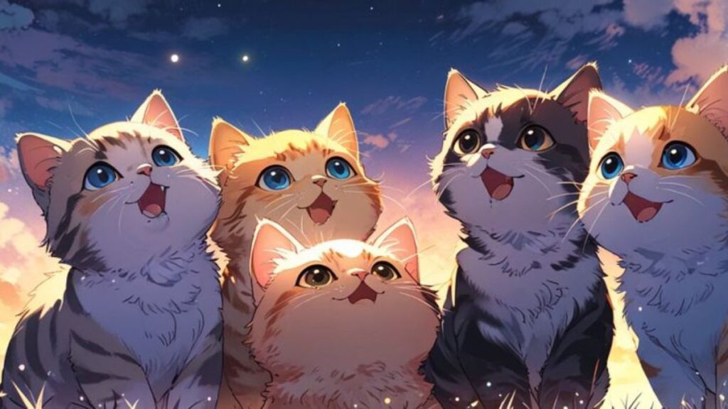 Hình nền mèo anime cute