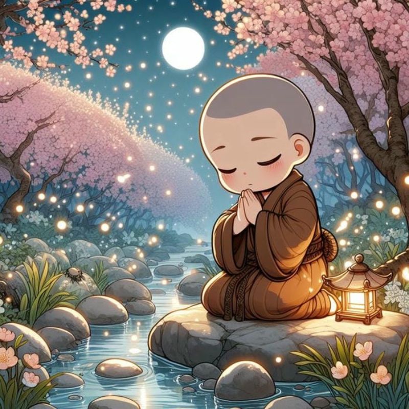 100+ Avatar chú tiểu an nhiên, đáng yêu, được yêu thích hiện nay 3 Avatar chú tiểu ngồi thiên bên dòng sông