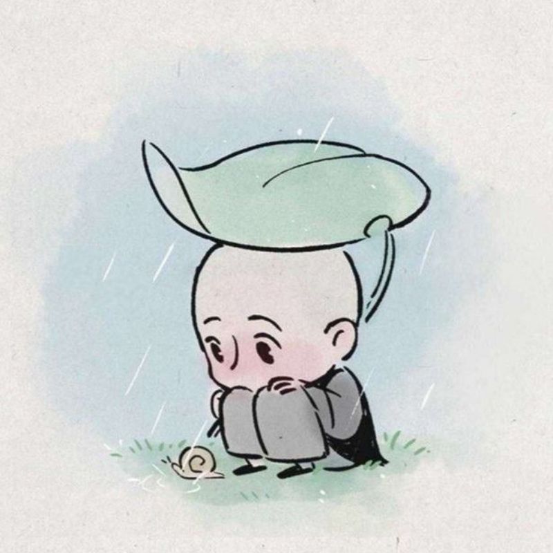 100+ Avatar chú tiểu an nhiên, đáng yêu, được yêu thích hiện nay 21 Avatar hình chú tiểu ngồi dưới trời mưa đáng yêu