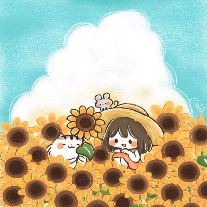 100+ Avatar hoa hướng dương đẹp, rực rỡ hợp mọi nền tảng social 12 Avatar ảnh hoa hướng dương chibi cute