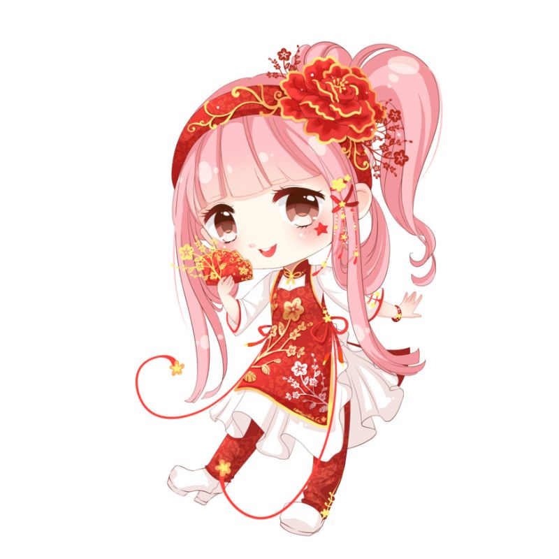 99+ Bộ sưu tập ảnh anime Tết 2026 đẹp, chất, dễ thương 14 Hình ảnh anime Tết chibi