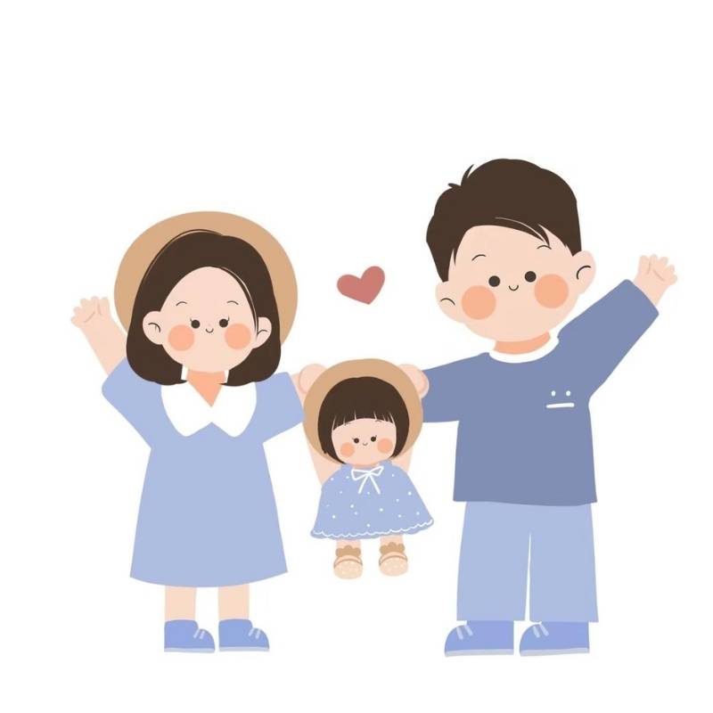 99+ avatar gia đình đẹp, ấm áp và ý nghĩa nhất năm 2026 2 avatar 3 thành viên mặc áo xanh