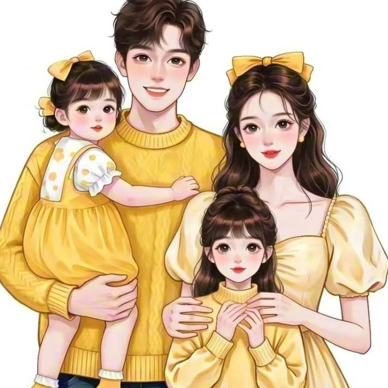 99+ avatar gia đình đẹp, ấm áp và ý nghĩa nhất năm 2026 11 avatar gia đình 4 người áo vàng